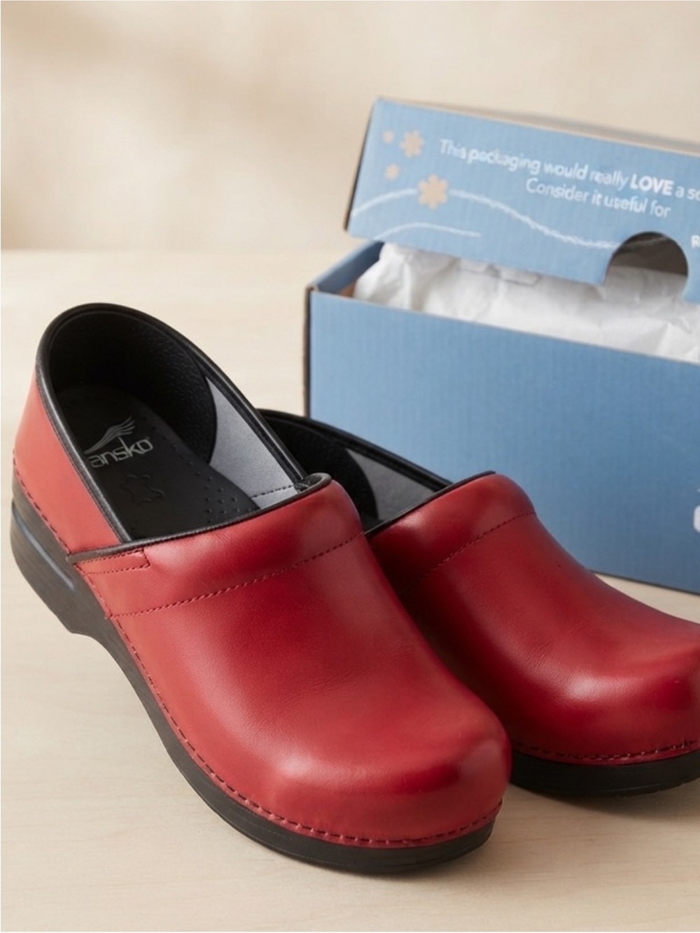 NWT Dansko Professional Clogs | Vibrant Red Leather | Size 37 (6.5-7)